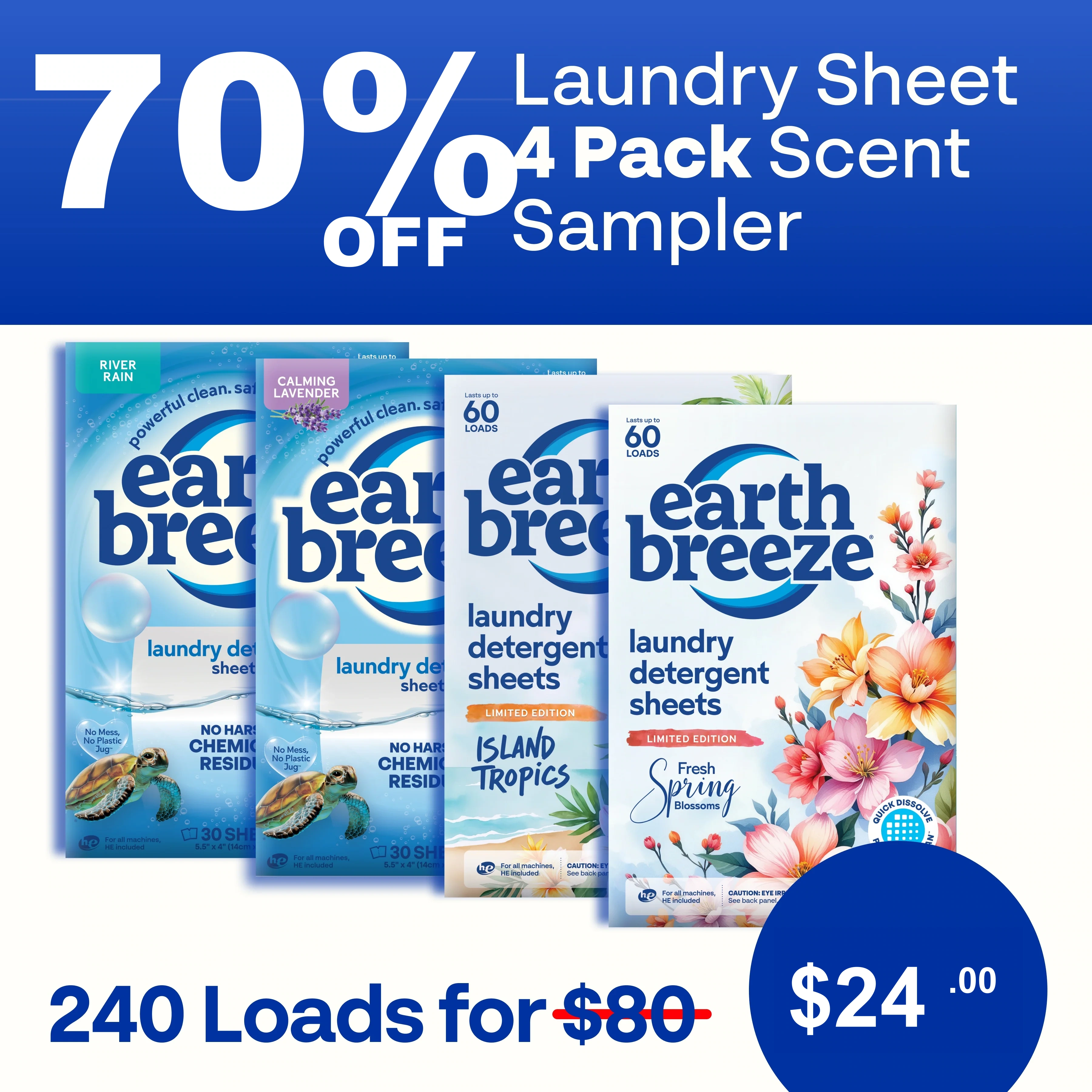 Laundry Sheet Scent Sampler - 4 Pack