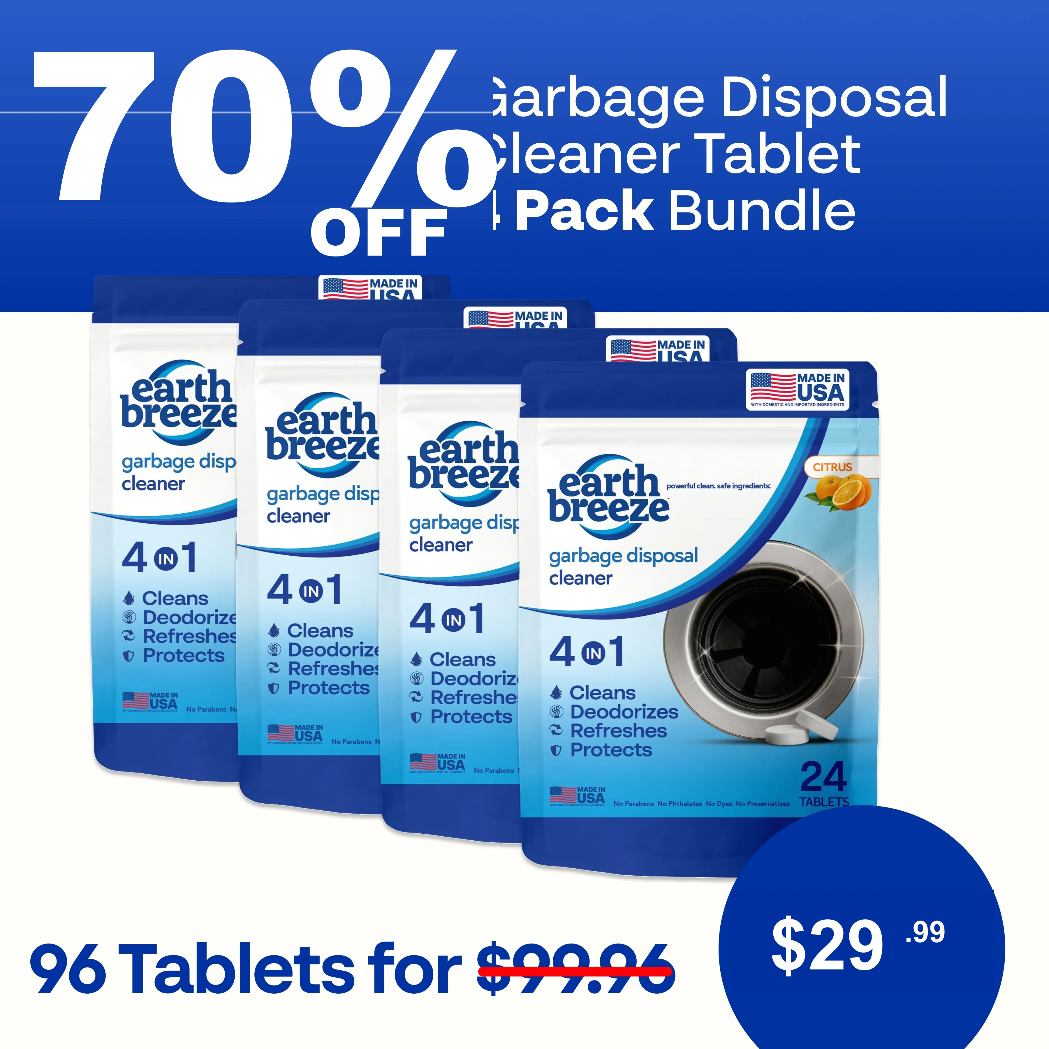 Garbage Disposal Cleaner Tablets - 4 Pack